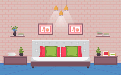 Sleeping Bedroom Interior - Illustration