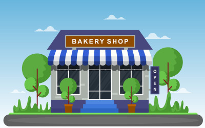 Vitrína pouliční pekárny - ilustrace