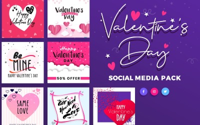 Modèle de médias sociaux de la Saint-Valentin