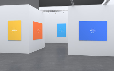 Art Gallery four Frames  3D product mockup