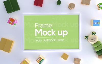 Çocuk Çerçevesi Oyuncaklı Düz Yatık Tasarım Ürün Mockup'ı