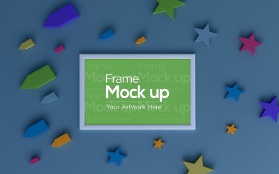 Kids Photo Frame Flat Lay Design with Stars product mockup