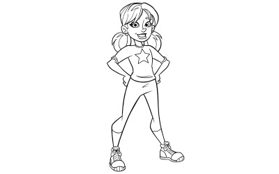 Liten flicka Line Art - Illustration