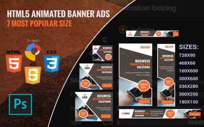 Покупки - Анимированный баннер с шаблоном HTML5