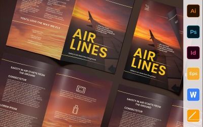 Airlines luchtvaartbrochure tweevoudig - huisstijlsjabloon