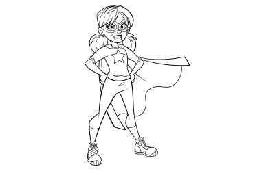 Dessin au trait Little Super Girl - Illustration