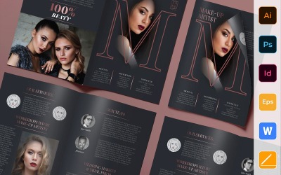 Make-up artiest brochure tweevoudig - huisstijl sjabloon