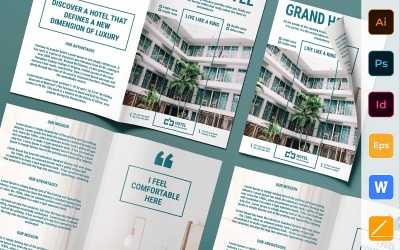 Brochura de Hotel Bifold - Modelo de Identidade Corporativa