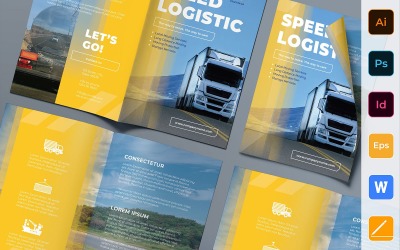 Folheto de logística de caminhões Bifold - modelo de identidade corporativa