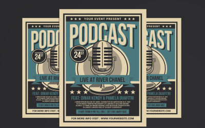 Podcast Live Flyer - Plantilla de identidad corporativa