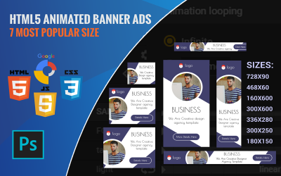 Bureau - Geanimeerde banner met HTML5-advertentiesjabloon