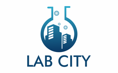 Laboratuvar Şehri düz Logo Şablonu