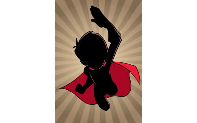 Super Boy Flying Ray Light Silhouette - Illustration