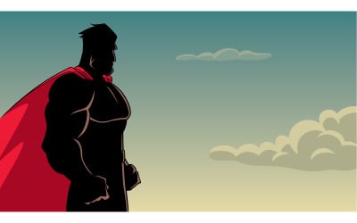 Silhouette de ciel de profil latéral de super-héros - Illustration