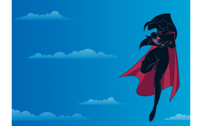 Super Mom with Baby Sky Silhouette - Illustration