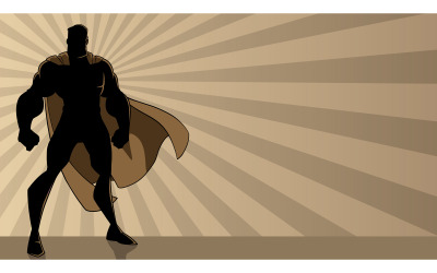 Supereroe In Piedi Alto Ray Light Silhouette - Illustrazione