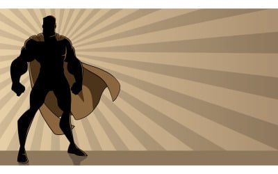 Superheld staande lange straal licht silhouet - illustratie