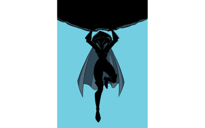 Superheroína sosteniendo la silueta de Boulder - Ilustración