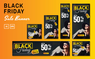 Banners de venda da Black Friday - modelo de identidade corporativa