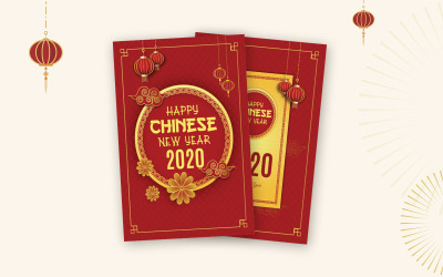 Kinesiskt nyårskort - mall för företagsidentitet