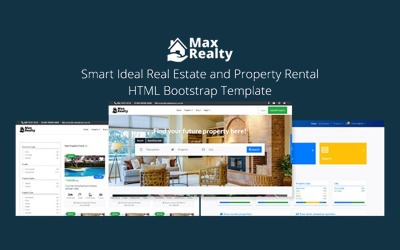 MaxRealty - Webbplatsmall för fastighets Bootstrap