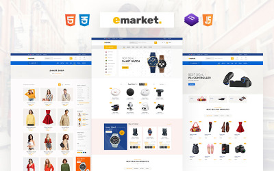 "Emarket - Multipurpose eCommerce Website Template" - адаптивний Шаблон сайту №147102