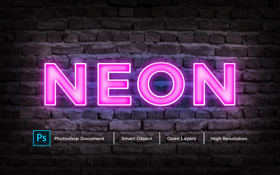 Neon-Texteffekt-Design Photoshop-Ebenen-Stileffekt - Illustration