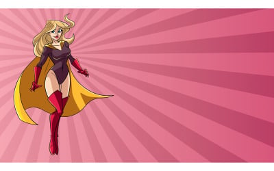 Superheroína Flying Ray Light Background - Ilustración