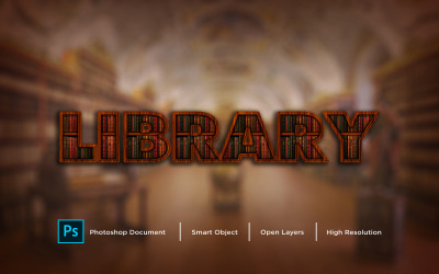 Bibliotekstexteffektdesign Photoshop Layer Style Effect - Illustration