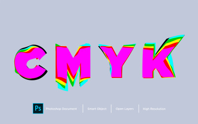 Дизайн текстовых эффектов CMYK Эффект стиля слоя Photoshop - Иллюстрация