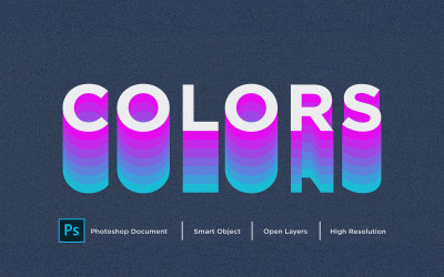 Färgtexteffektdesign Photoshop Layer Style Effect - Illustration