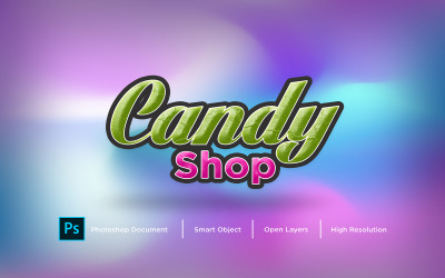 Godis shoppar texteffektdesign Photoshop Layer Style Effect - Illustration