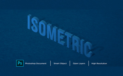 Isometrisk texteffektdesign Photoshop Layer Style Effect - Illustration