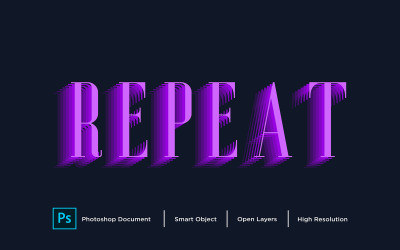 Upprepa texteffektdesign Photoshop Layer Style Effect - Illustration