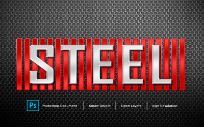 Design in acciaio effetto testo Photoshop effetto stile livello - illustrazione