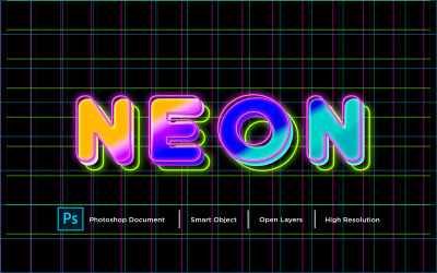 Efeito de texto neon Design Photoshop Layer Style Effect - Ilustração