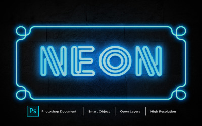 Neon Teksteffect Ontwerp Photoshop Laagstijl Effect - Illustratie