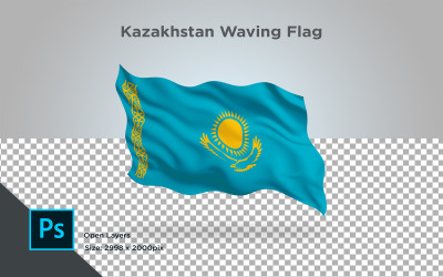 Bandera que agita de Kazajstán - ilustración