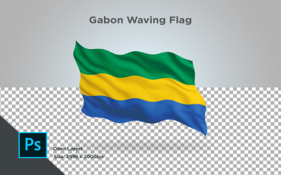 Gabons viftande flagga - Illustration