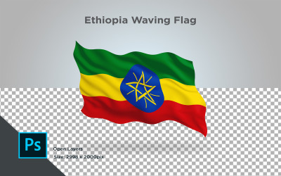 Развевающийся флаг Эфиопии - Иллюстрация