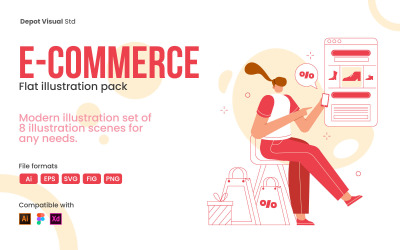E-commerce Flat Pack - Illustratie