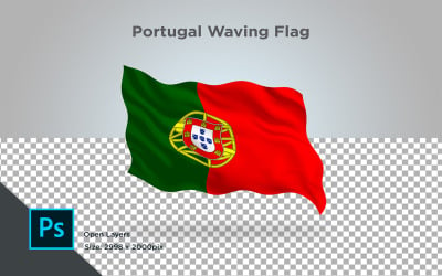 Vlající vlajka Portugalska - ilustrace