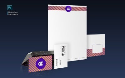 Corporate identity design mockup standing with black stone Product Mockup
