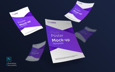Flyer and poster falling mockup design template Product Mockup