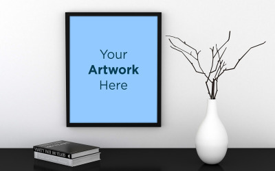 Mockup blank photo frame on white wall product mockup