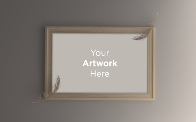 Kahverengi yaprakları ile üstten görünüm Boş fotoğraf çerçevesi mockup tasarımı Ürün Mockup