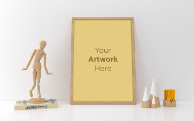 Vertikal tom ram mockup med dekor minimalism inredning dekoration produkt mockup