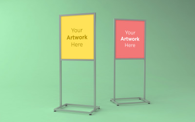 Double pole two display Stand Advertising Board product mockup