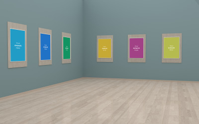 Art Gallery Frames Muckup 3D Illustration and 3D rendering corner view product mockup