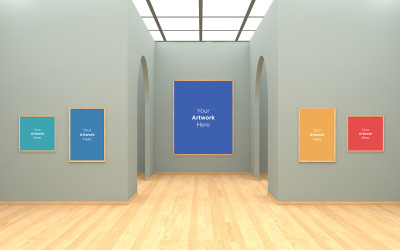 Art Gallery Frames Muckup 3D Illustration and 3D rendering Product Mockup